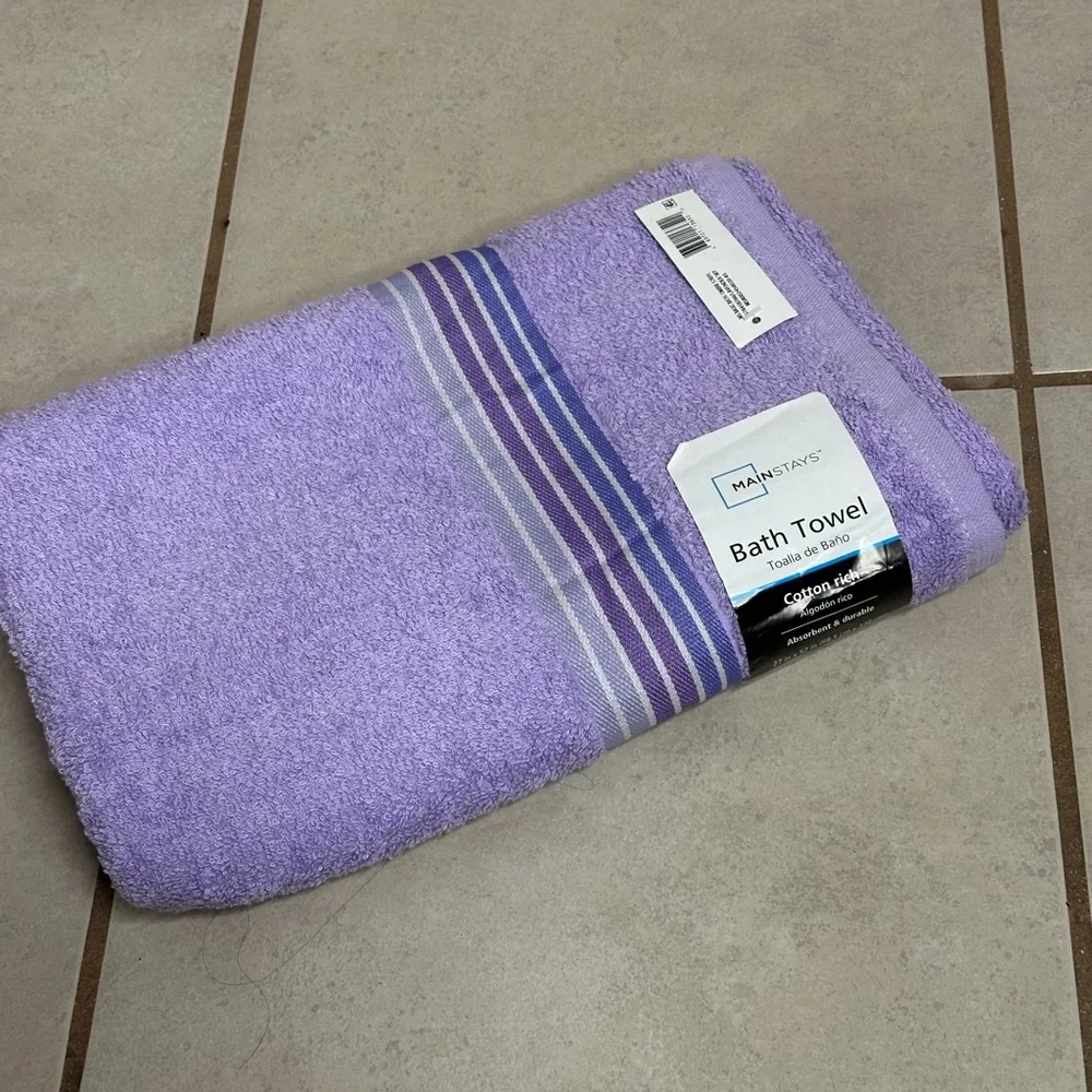 Mainstays Lilac/Purple 2 Bath Towels cotton rich‎